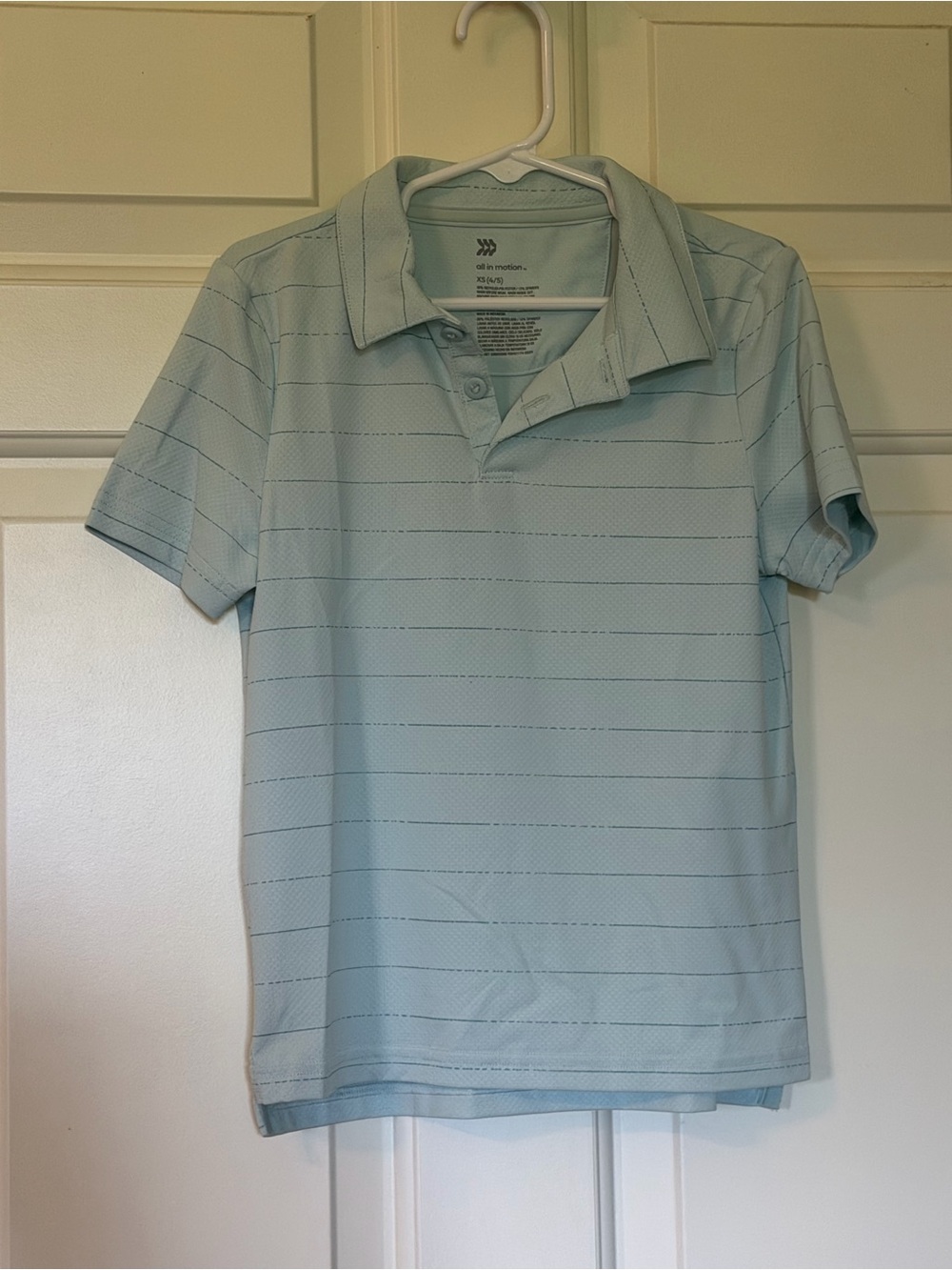 all in motion Light Blue Striped Performance Polo